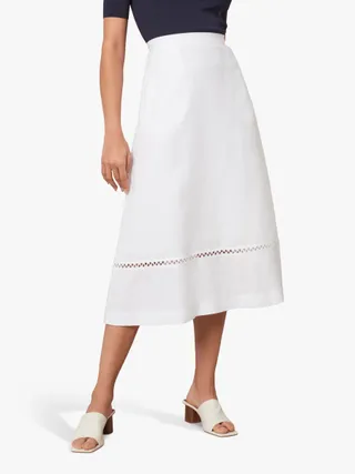 Jaeger A-Line Midi Skirt, White