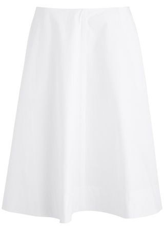 Renta Cotton-Poplin Midi Skirt