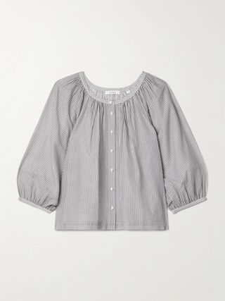 Jiana Striped Cotton-Blend Blouse