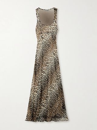 Leopard-Print Recycled-Chiffon Maxi Dress