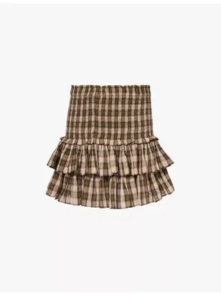 Naomi Check-Print Cotton Mini Skirt