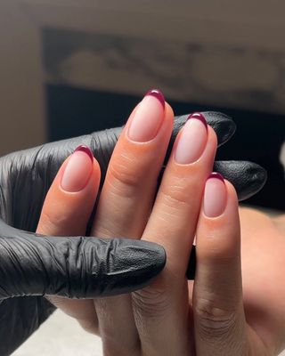 @raelondonnails black cherry French tips