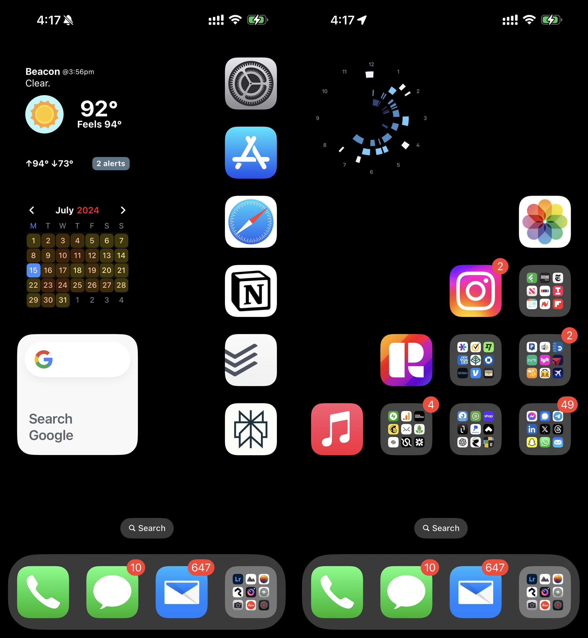 A black iPhone homescreen.