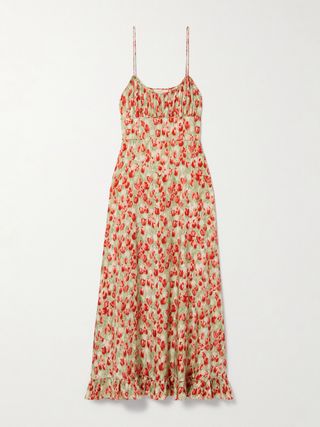 DÔEN Rosaria Floral-Print Silk-Blend Midi Dress