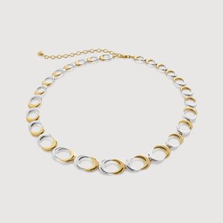 Gold Vermeil Kissing Moon Mixed Metal Collar Necklace Adjustable 39.5-47cm/15.5-18.5'