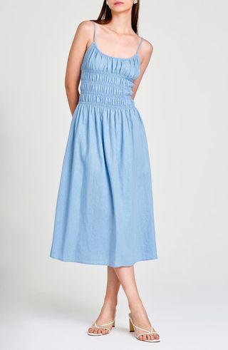 Isabelle Smocked Linen Blend Midi Sundress