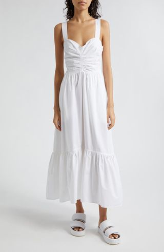 Lilah Ruched Ruffle Hem Maxi Dress