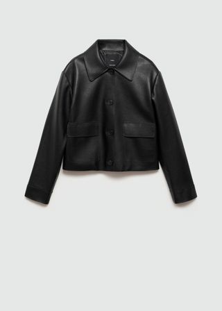 Faux Leather Jacket With Pockets