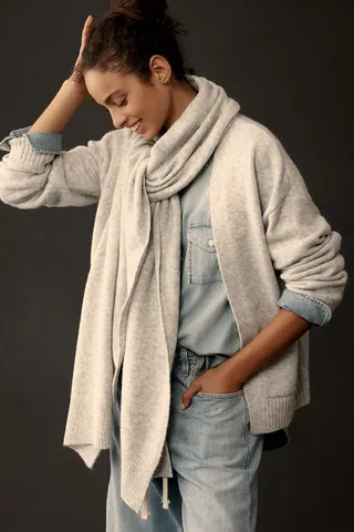 By Anthropologie Scarf Twofer Cardigan Sweater