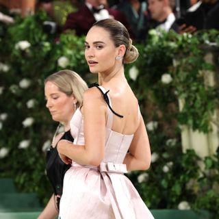 Lily James with glowing skin at the Met Gala