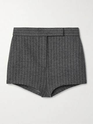 Pinstriped Brushed-Twill Shorts