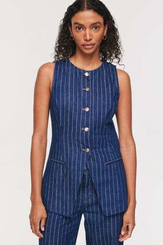 Leo Denim Pinstripe Waistcoat