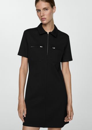 Polo-Neck Dress With Pockets