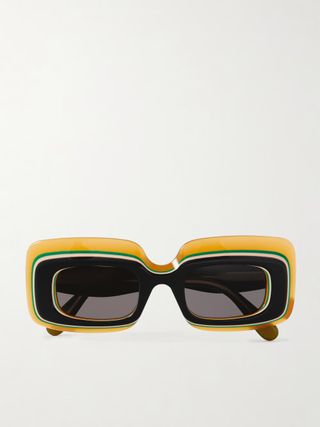 LOEWE EYEWEAR x Paula's Ibiza, Layered Rectangle-Frame Acetate Sunglasses