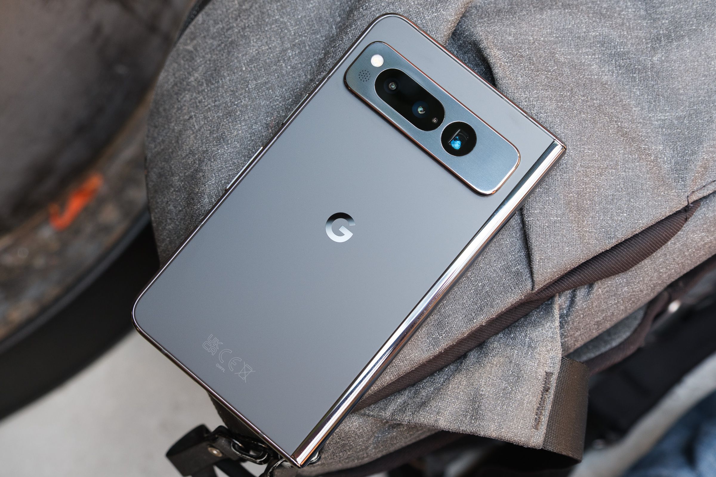 A hands-on photo of Google’s Pixel Fold smartphone.