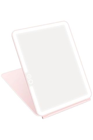 Deweisn Folding Travel Mirror Lighted Makeup Mirror With 72 Leds 3 Colors Light Modes, Usb Rechargable, Portable, Ultra Thin, Compactvanity Mirror With Touch Screen Dimming for Cosmetic (pink)