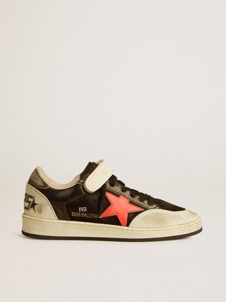 Ball Star Pro in Black Suede With Neon Orange Star