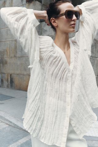 Linen Voluminous Blouse Zw Collection