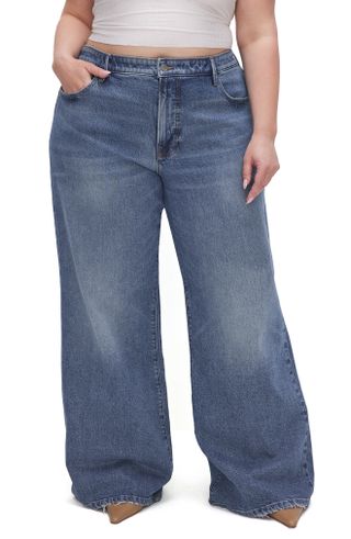 Good American, Good Ease High Waist Wide Leg Jeans