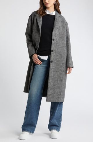 Glen Plaid Oversize Notch Lapel Coat