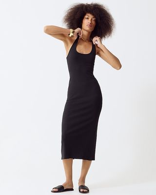 Cross-Back Midi Dress in Vintage Rib