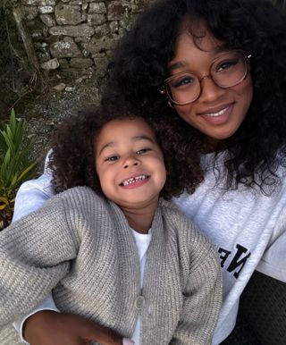 French mother posing with her daughter