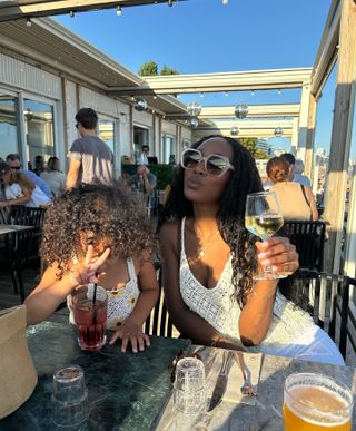 French mother posing with her daughter