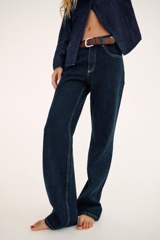 zara, Mid-Rise Wide-Leg Jeans