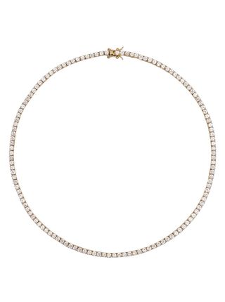 Moss Round Cut, 3mm 4-Prong, Lab White Sapphire Gold Riviére Necklace