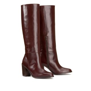 Les Signatures - 70s Leather Knee-High Boots With Block Heel