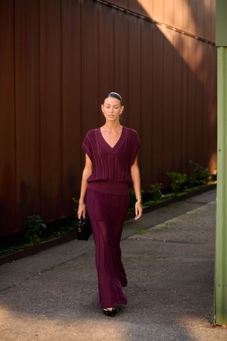 Copenhagen Fashion Week Street Style Burgundy