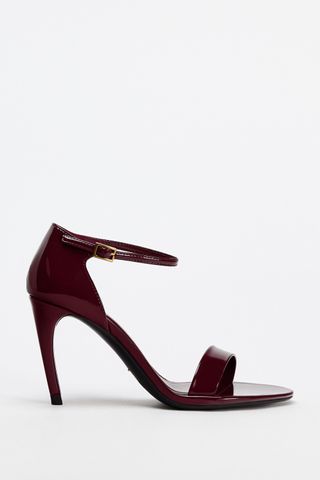 Strappy Faux Patent Leather Sandals