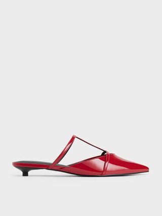 Clara T-Bar Pointed-Toe Mules