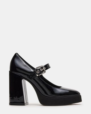 Tully Black Patent Platform Mary Jane Heels