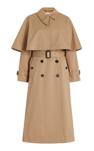 Cape-Detailed Cotton Trench Coat