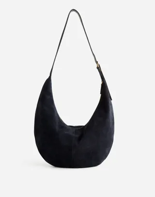 The Essential Curve Shoulder Bag in Suede