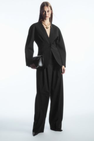 Wide-Leg Tailored Wool Trousers