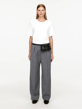 Low-Waist Flannel Trousers - Grey Melange - Arket Gb