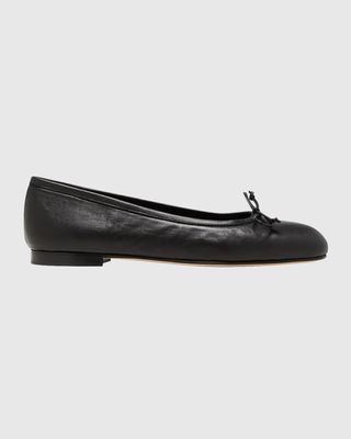 Veralli Leather Bow Ballerina Flats in Black