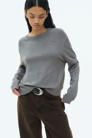 Short Fine-Knit Sweater