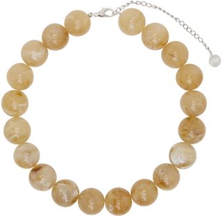 Beige Corbetti Resin Beaded Necklace