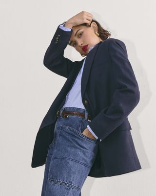 Everlane The Oversized Blazer in Buttersmooth Navy