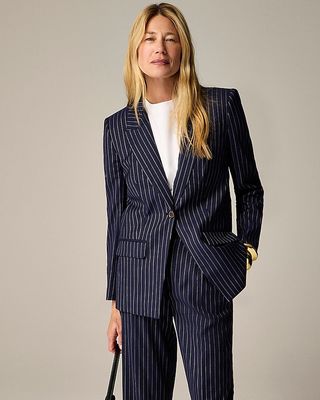 Collection Vivienne Blazer in Pinstripe Italian Wool Blend