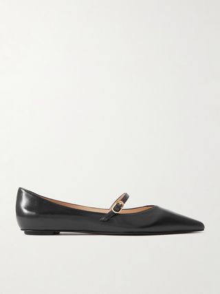 Emilia Leather Mary Jane Point-Toe Flats