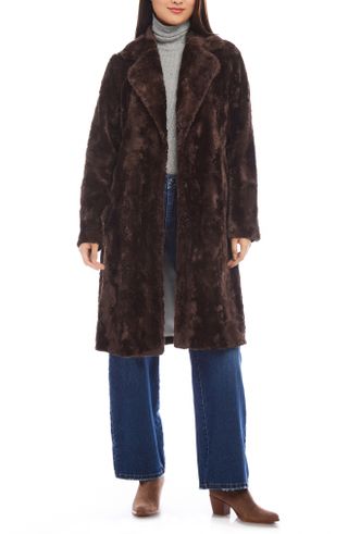 Shawl Collar Faux Fur Coat