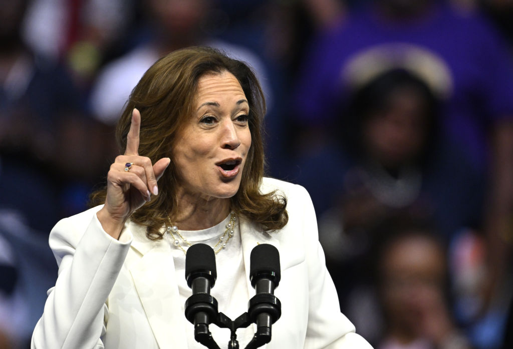 US Vice President and presidential candidate Kamala Harris at a campaign rally in Savannah