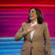 VP Kamala Harris Rocks A Tan Chloé Suit During Surprise Appearance On First Night of DNC, X Loves The Energy