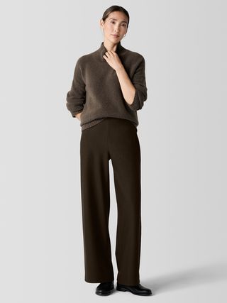 Felted Wool Jersey wide-Leg Long Pant in Regenerative Wool