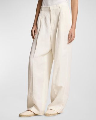 Linen Wide-Leg Pants