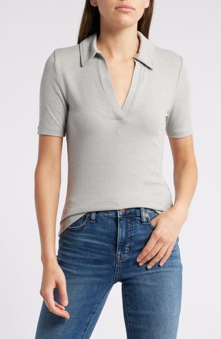 Drapey Rib Polo Top